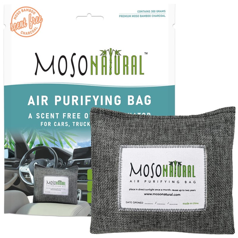 Moso Natural Car Air Freshener and Deodorizer | Long Lasting Bamboo Charcoal Odor Absorber | Non Toxic Odor Eliminator for Cars | Scent Free Air Purifying Bag - Image 1